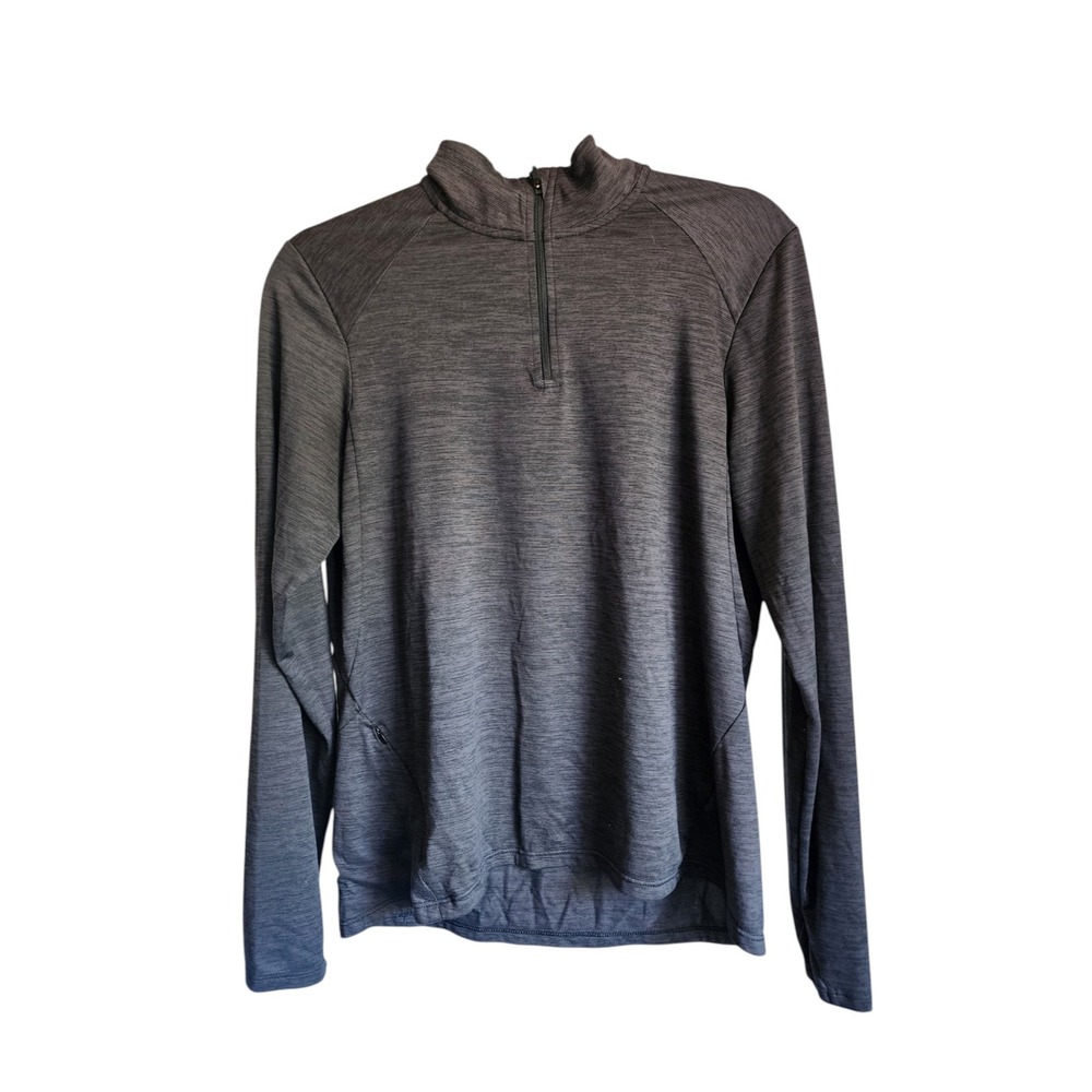 REI Co-op Womens 3/4 Zip Athletic Top Green Space Dye Long Sleeve Pocket Medium